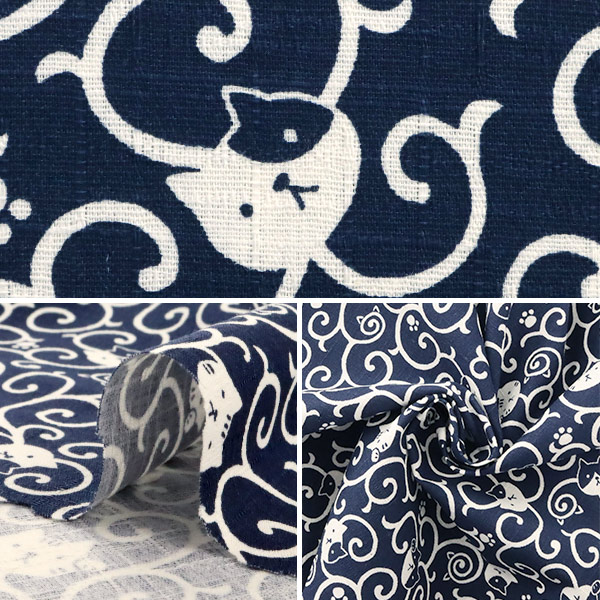数量5から 生地 ドビー織りプリント ネコ唐草 紺 Ap306 1d の通販はau Pay マーケット 手芸と生地のユザワヤ