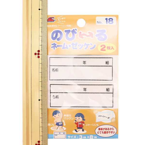 のびーるネーム・ゼッケン 2枚入 3×8cm 枠入り 名前 体操服 水着 入学 パイオニア 00019 送料無料※800円以上 メール便発送