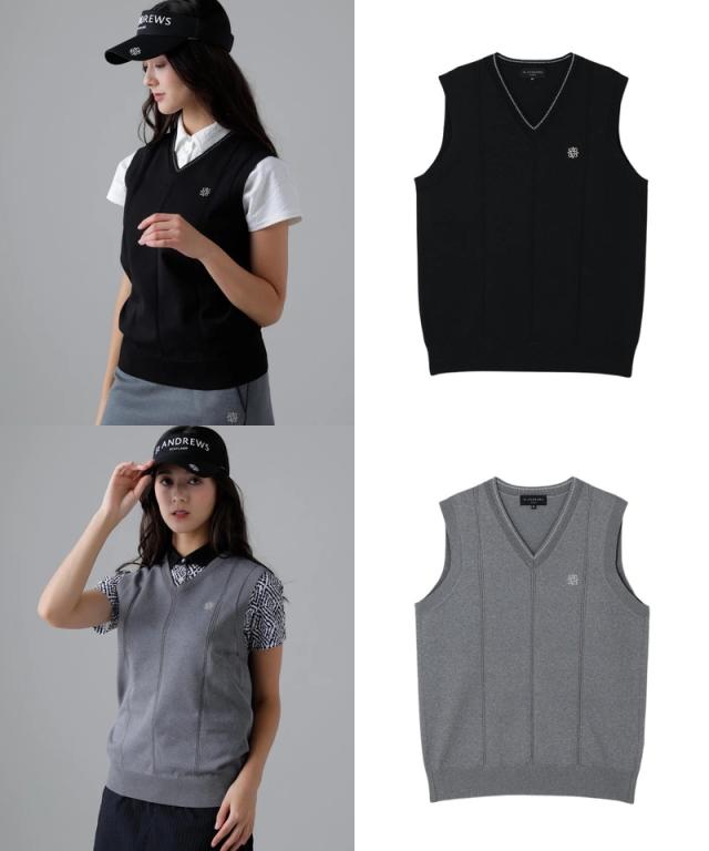 【大感謝祭P10倍】Vネックニットベスト レディース セントアンドリュース St ANDREWS 2025 秋冬 新作 ゴルフウェア 043-5273852 大感謝祭P10倍】Vネックニットベスト レディース セントアンドリュース