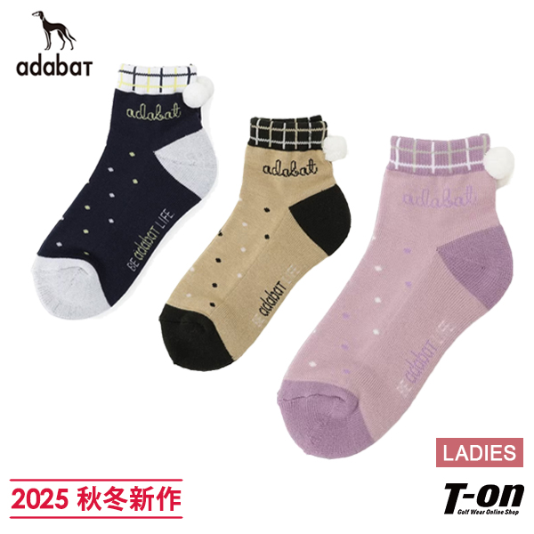 【メール便対応】ソックス レディース アダバット adabat 2025 秋冬 新作 ゴルフ c86-04870