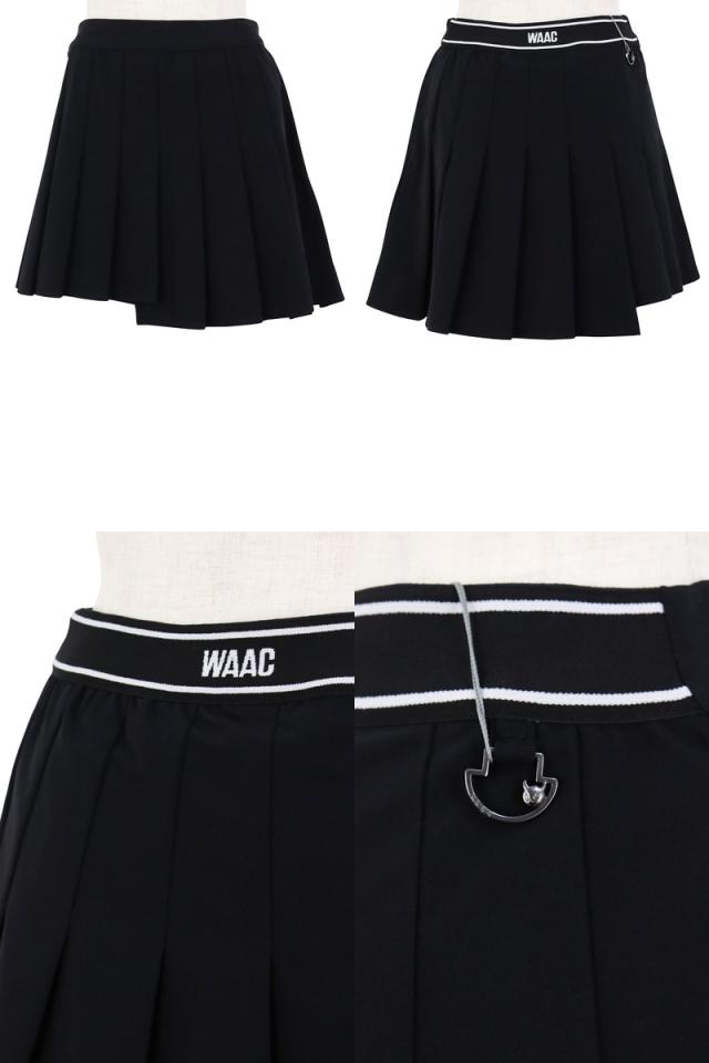 ワック プリーツ スカート 白 ベルト部ロゴ刺しゅう 内側インナー