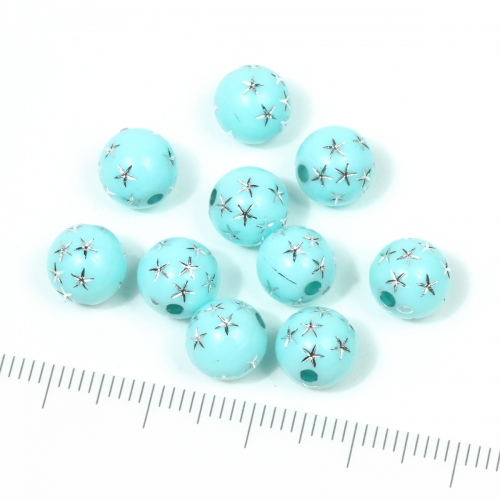 アクリルビーズ 10個 ラウンドボール スター 8mm 宇宙 星 キラキラ 水色 プラ の通販はau Pay マーケット 隠れ工房greenocean