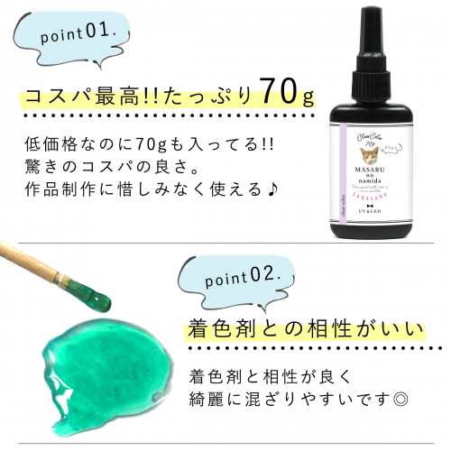 超改良【大容量UV-LEDレジン液】70g まさるの涙 サラサラタイプ ...