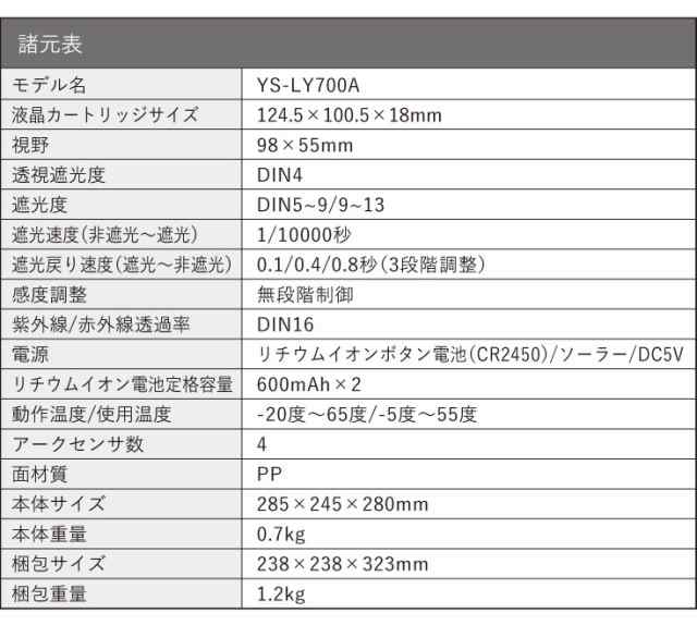 自動遮光溶接面 YS-LY700A グラインダー/カット/溶接モード切替え機能