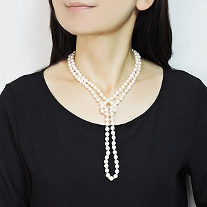 長さ約126cmアコヤ あこやパール ネックレス 本真珠 ロングネックレス