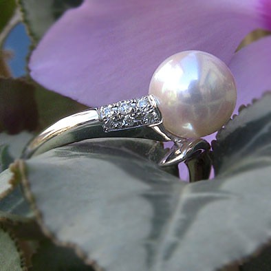 プラチナダイヤ パールリング  真珠指輪アクセサリー