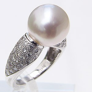 南洋白蝶真珠 ダイヤモンド pt900 プラチナ リング ピンクホワイト系