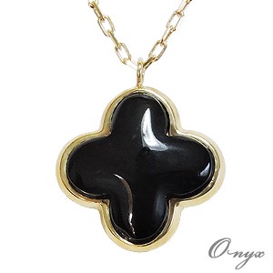 K18金 Large Onyx Flower レディースネックレス