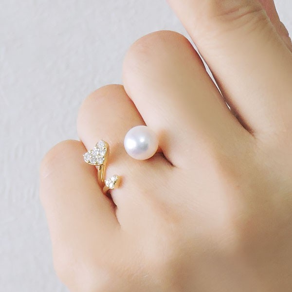 パールリング レディース 真珠の指輪 あこや本真珠 真珠リング ダイヤ