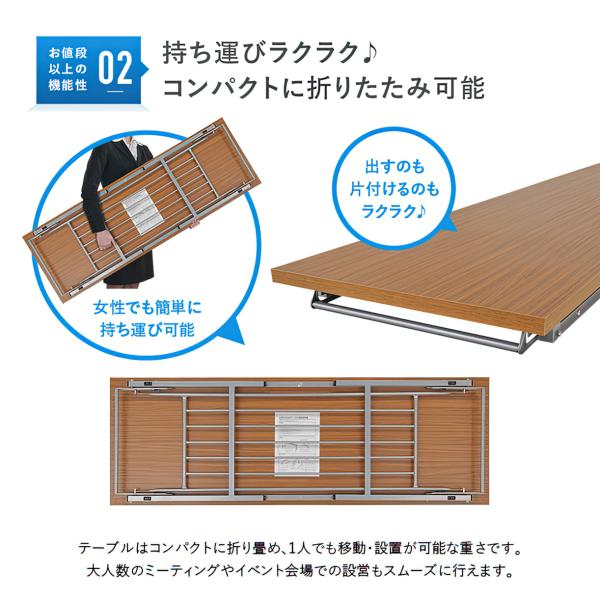 折りたたみテーブル W1800 D600 H700 長机 会議テーブル 会議用テーブル 会議机 折り畳みテーブル 長机 イベント カウンターデスク 法人宛限定 NTH-1860 SDSの通販は