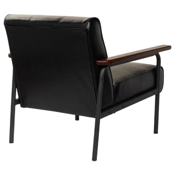木肘ソファー 1人掛け W660 D740 H700 応接用ソファー 応接ソファ 応接用ソファ ロビー 応接室 レトロ調 ブラック/ブラウン 代引不可 法人宛限定 UR-ZF15211Pの通販は