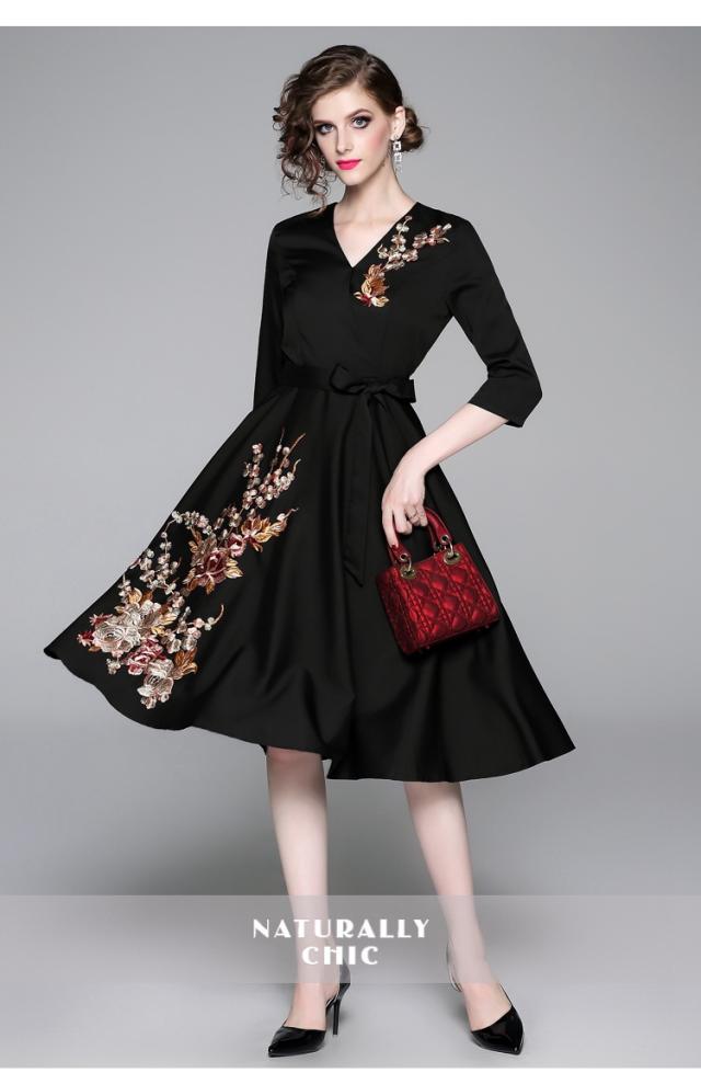 パーティードレス 結婚式 お呼ばれワンピース 花柄刺繍 ｖネック ドレス 二次会 ブライズメイド ドレス フォーマルドレス 30代40代 披露の通販はau Pay マーケット レディース ファッション なゆた