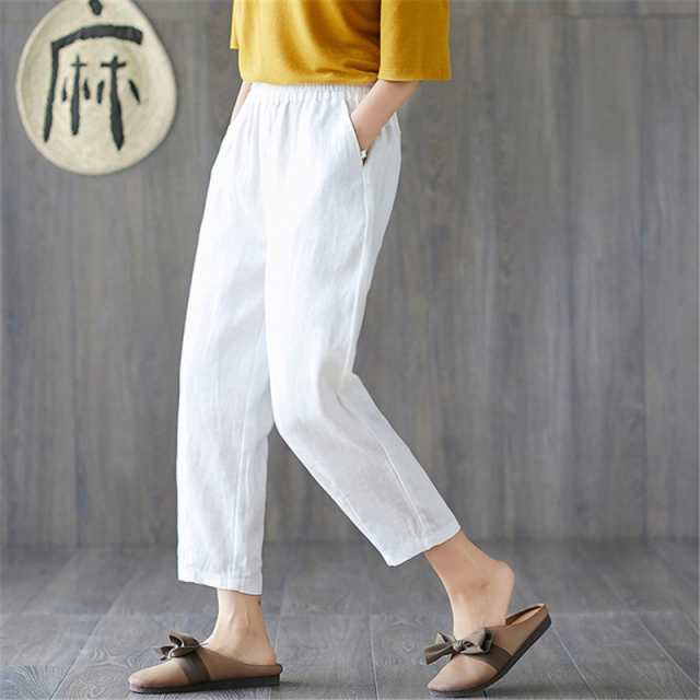 テーパードパンツ パンツ サルエルパンツ 綿パンツ レディース カジュアル ポケット付き ゆったり コットン リネン ボトムス 大きいサイの通販はau  PAY マーケット - レディース・ファッション なゆた