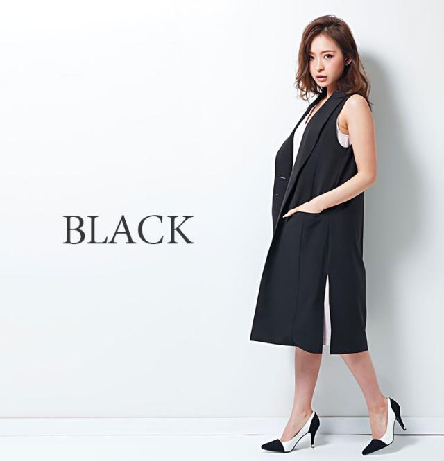 パーティードレス I am ドレス 袖なし ジレンチ ロング ジャケット