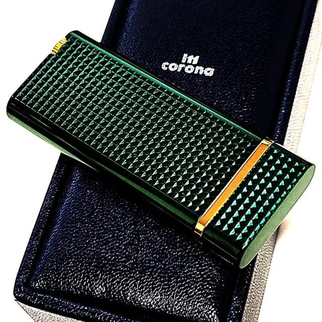 ガスライター イムコロナ フランボー グリーン ダイヤカット 日本製 ガス注入式 im corona Flambeau ターボジェット 緑 おしゃれ かっこいい レディース 喫煙具 メンズ ギフト プレゼント_2