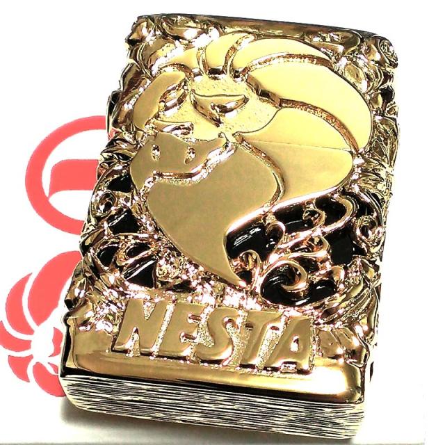 ネスタ オイルライター メタルジャケット NESTA ゴールド＆ブラック DEVIN 日本製 ライター 超重厚 豪華 銀 メンズ アクセサリー かっこいい プレゼント ギフト_1