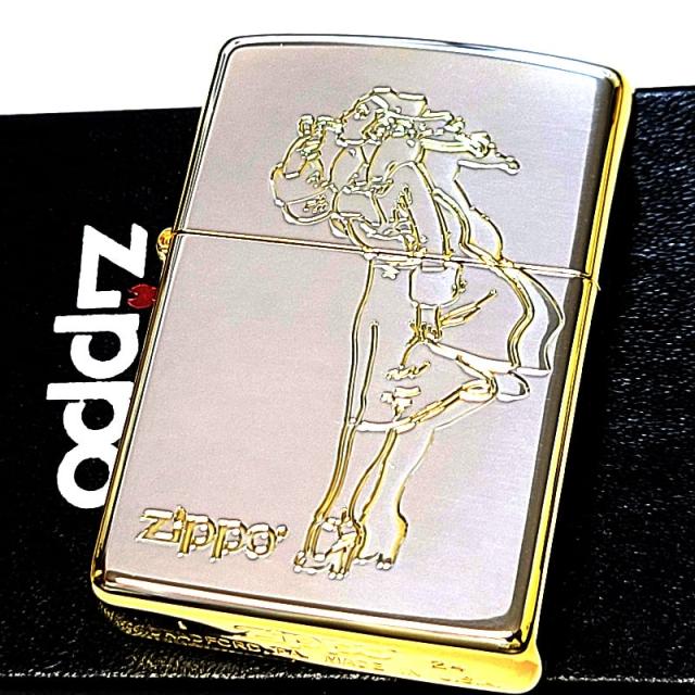 ZIPPO ウィンディ クラシック シルバー＆ゴールド 彫刻 ジッポ ライター 金銀 ロゴ おしゃれ アメリカン クラシカル Windy かわいい ビンテージ 美しい メンズ ギフト レトロ プレゼント_1
