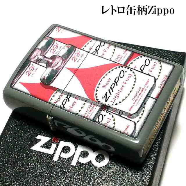 ZIPPO ライター おしゃれ ジッポ ロゴ グレー レトロ オイル缶