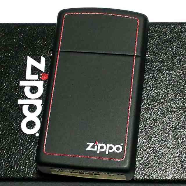 ジッポ スリム ライター ZIPPOロゴ マットブラック 艶消し おしゃれ 黒