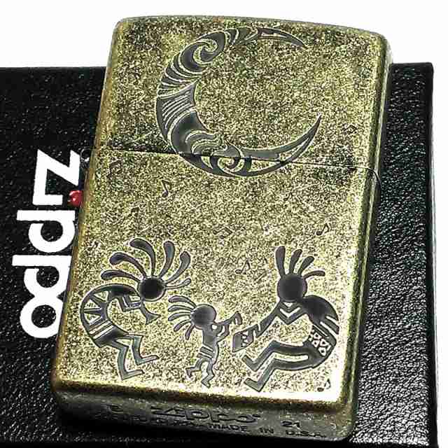 ZIPPO ライター ココペリ お守り ジッポ ブラスイブシ 月 彫刻