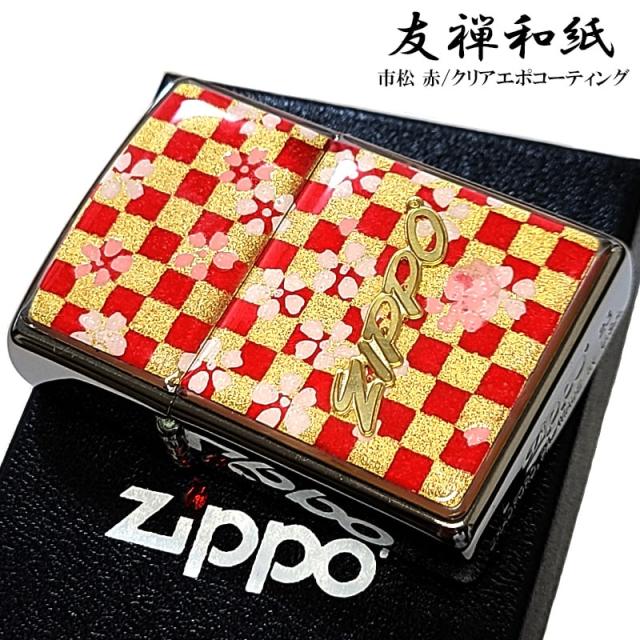 ZIPPO ライター 和柄 友禅和紙 市松模様 ジッポ ロゴ 日本 和風 おしゃれ 赤金 エポ盛り レディース メンズ シルバー レッド かわいい プレゼント ギフト