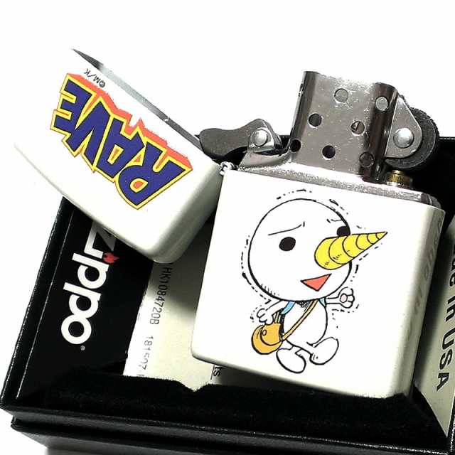 ZIPPO RAVE プルー レイヴ 可愛い ジッポ ライター 真島ヒロ ホワイトパール RAVEジッポ アニメ キャラクター メンズ レディース  ギフト