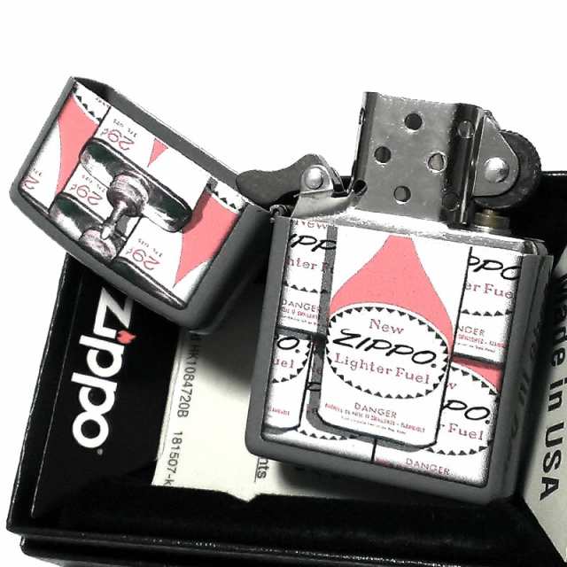 ZIPPO ライター おしゃれ ジッポ ロゴ グレー レトロ オイル缶