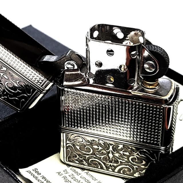 ZIPPO アーマー 4面加工 アラベスク 細密彫刻 ジッポ ライター 中世模様 おしゃれ シルバー 重厚 銀燻し かっこいい 高級 レディース メンズ プレゼント ギフト_3