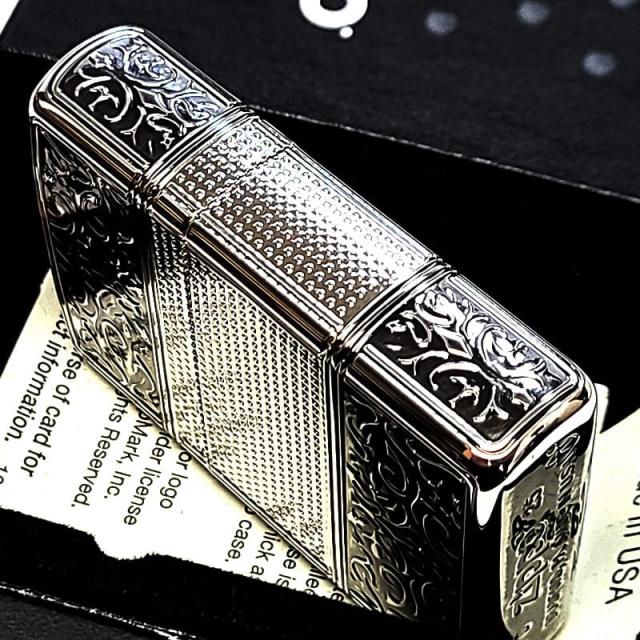 ZIPPO アーマー 4面加工 アラベスク 細密彫刻 ジッポ ライター 中世模様 おしゃれ シルバー 重厚 銀燻し かっこいい 高級 レディース メンズ プレゼント ギフト_4