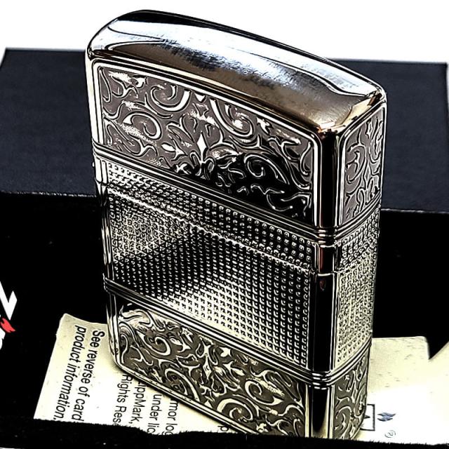 ZIPPO アーマー 4面加工 アラベスク 細密彫刻 ジッポ ライター 中世模様 おしゃれ シルバー 重厚 銀燻し かっこいい 高級 レディース メンズ プレゼント ギフト_6