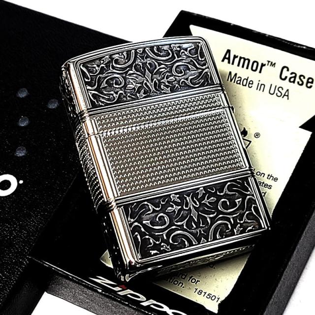 ZIPPO アーマー 4面加工 アラベスク 細密彫刻 ジッポ ライター 中世模様 おしゃれ シルバー 重厚 銀燻し かっこいい 高級 レディース メンズ プレゼント ギフト_8