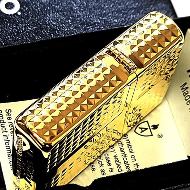 ZIPPO ライター アーマー ダイヤカット かっこいい 4面加工 彫刻 ジッポ ゴールド おしゃれ 金タンク 高級 ダイアモンド 重厚 プレゼント_4