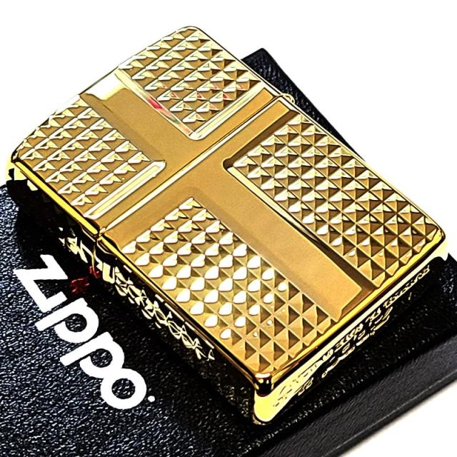 ZIPPO ライター アーマー ダイヤカット かっこいい 4面加工 彫刻 ジッポ ゴールド おしゃれ 金タンク 高級 ダイアモンド 重厚 プレゼント_6