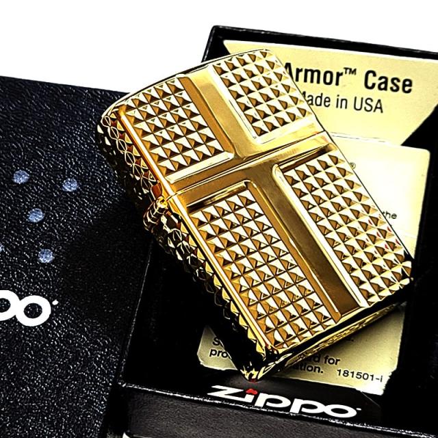 ZIPPO ライター アーマー ダイヤカット かっこいい 4面加工 彫刻 ジッポ ゴールド おしゃれ 金タンク 高級 ダイアモンド 重厚 プレゼント_7