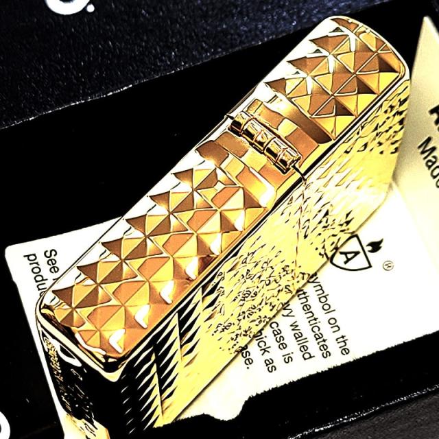ZIPPO ライター アーマー ダイヤカット 4面加工 彫刻 ジッポ ゴールド 高級 おしゃれ 彫刻 金チャンバー かっこいい ダイアモンド 金タンク_4