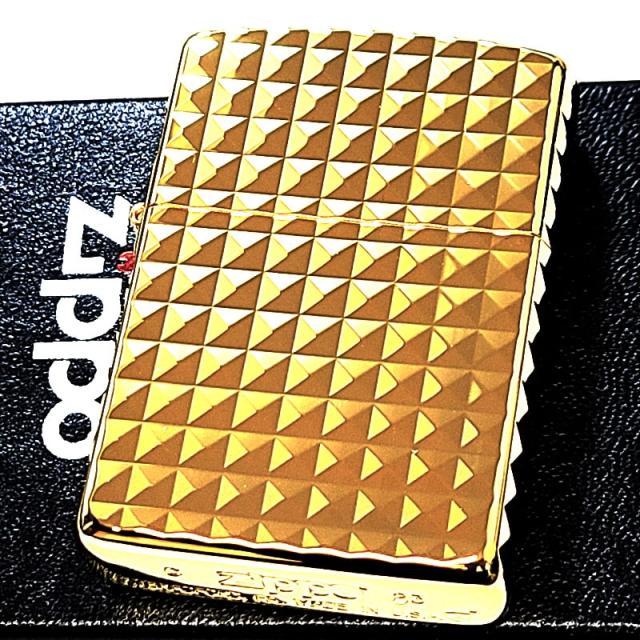 ZIPPO ライター アーマー ダイヤカット 4面加工 彫刻 ジッポ ゴールド 高級 おしゃれ 彫刻 金チャンバー かっこいい ダイアモンド 金タンク_5