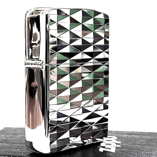 ZIPPO アーマー ダイヤカット 両面加工 ジッポ ライター 鏡面仕上げ おしゃれ シルバー 彫刻 かっこいい 銀 ダイアモンド 重厚 高級 ギフト_1