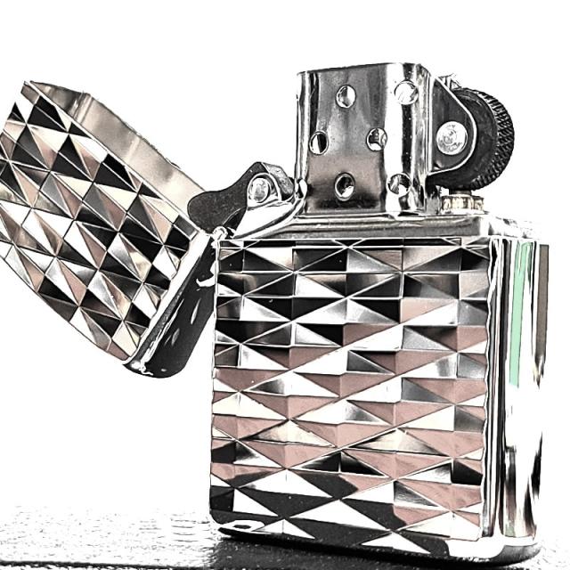ZIPPO アーマー ダイヤカット 両面加工 ジッポ ライター 鏡面仕上げ おしゃれ シルバー 彫刻 かっこいい 銀 ダイアモンド 重厚 高級 ギフト_2