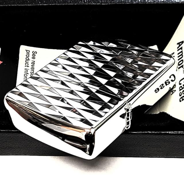 ZIPPO アーマー ダイヤカット 両面加工 ジッポ ライター 鏡面仕上げ おしゃれ シルバー 彫刻 かっこいい 銀 ダイアモンド 重厚 高級 ギフト_5