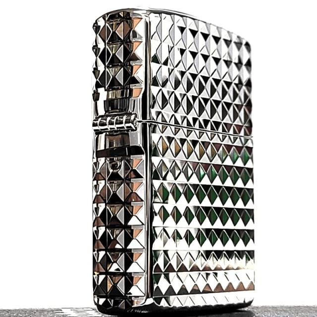 ZIPPO アーマー ダイヤカット 彫刻 ジッポ ライター 4面加工 鏡面仕上げ おしゃれ シルバー かっこいい ダイアモンド 重厚 高級 ギフト