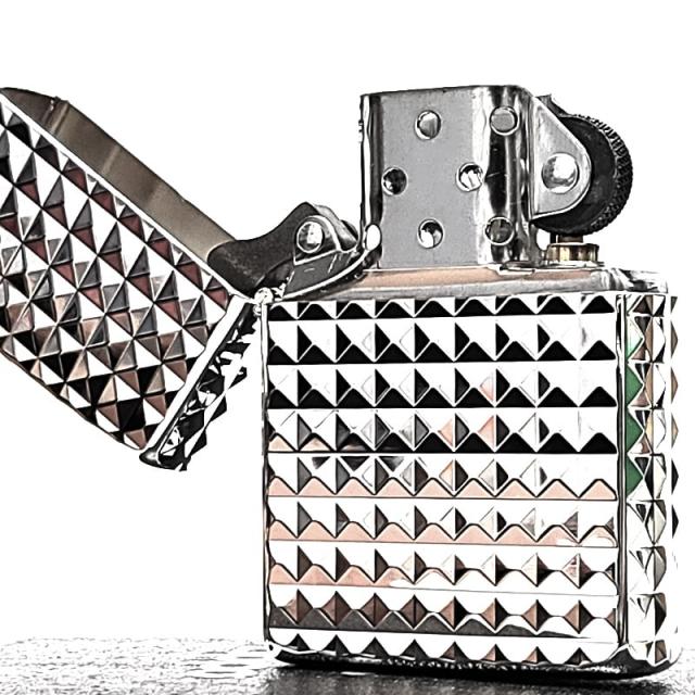 ZIPPO アーマー ダイヤカット 彫刻 ジッポ ライター 4面加工 鏡面仕上げ おしゃれ シルバー かっこいい ダイアモンド 重厚 高級 ギフト