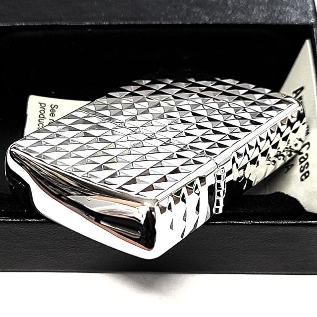 ZIPPO アーマー ダイヤカット 彫刻 ジッポ ライター 4面加工 鏡面仕上げ おしゃれ シルバー かっこいい ダイアモンド 重厚 高級 ギフト