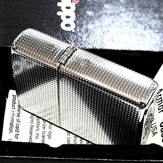 ZIPPO ライター アーマー プラチナシルバー ジッポ ロゴ 5面細密加工 