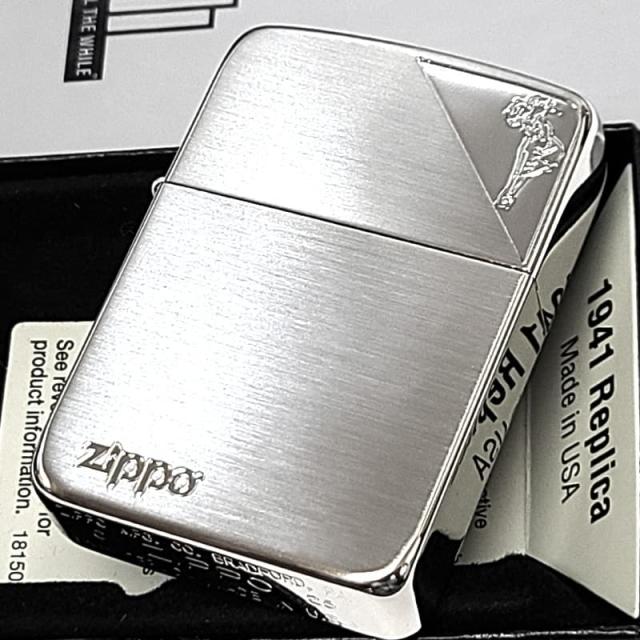 ZIPPO ウィンディー 1941 復刻レプリカ ジッポ ライター ロゴ 彫刻 シルバー WINDY シンプル メンズ レディース 銀 おしゃれ プレゼント ギフト