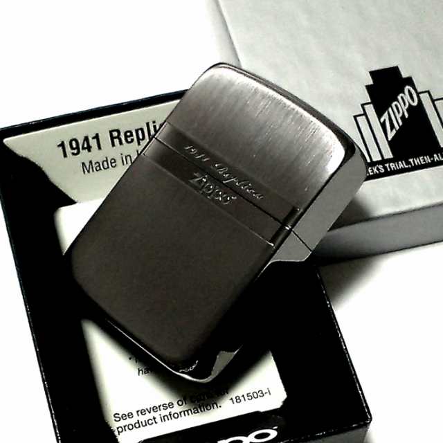 ZIPPO ライター ミラーライン ジッポ 1941 復刻レプリカ ブラックニッケル サテン＆鏡面 かっこいい おしゃれ シンプル メンズ ギフト