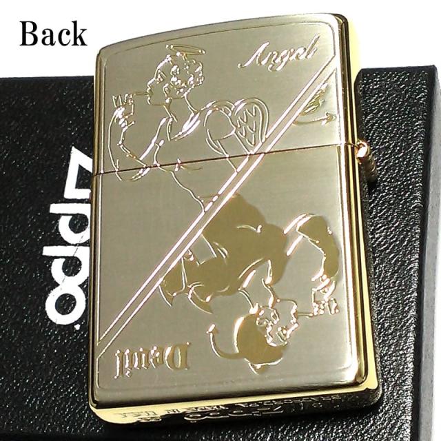 ZIPPO ライター ウィンディ エンジェルガール デビル シルバー＆ゴールド ツートーン仕上げ ジッポ 彫刻 両面加工 可愛い_4