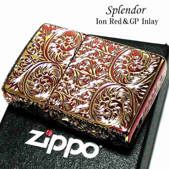 ZIPPO ライター スプレンダー イオンレッド ジッポ アラベスク模様 5面