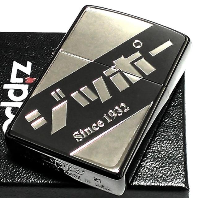 ZIPPO ライター ジッポー カタカナロゴ ニッケルブラック ジッポ ユニーク 銀差し かわいい メンズ おしゃれ レトロ