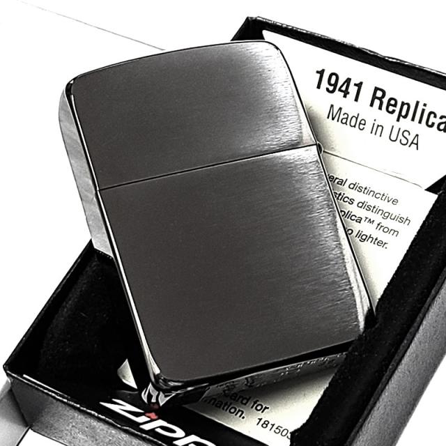 ZIPPO 1941 復刻レプリカ ジッポ ライター ガンメタサテン かっこいい シンプル ブラック 丸角 メンズ おしゃれ ギフト プレゼント_4