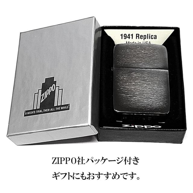 ZIPPO 1941 復刻レプリカ ジッポ ライター ガンメタサテン かっこいい シンプル ブラック 丸角 メンズ おしゃれ ギフト プレゼント_5